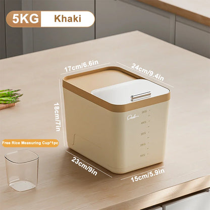 10KG Storage Container – Sealed Cereal, Pet Food, Rice, or Flour  Dispenser with Buckle